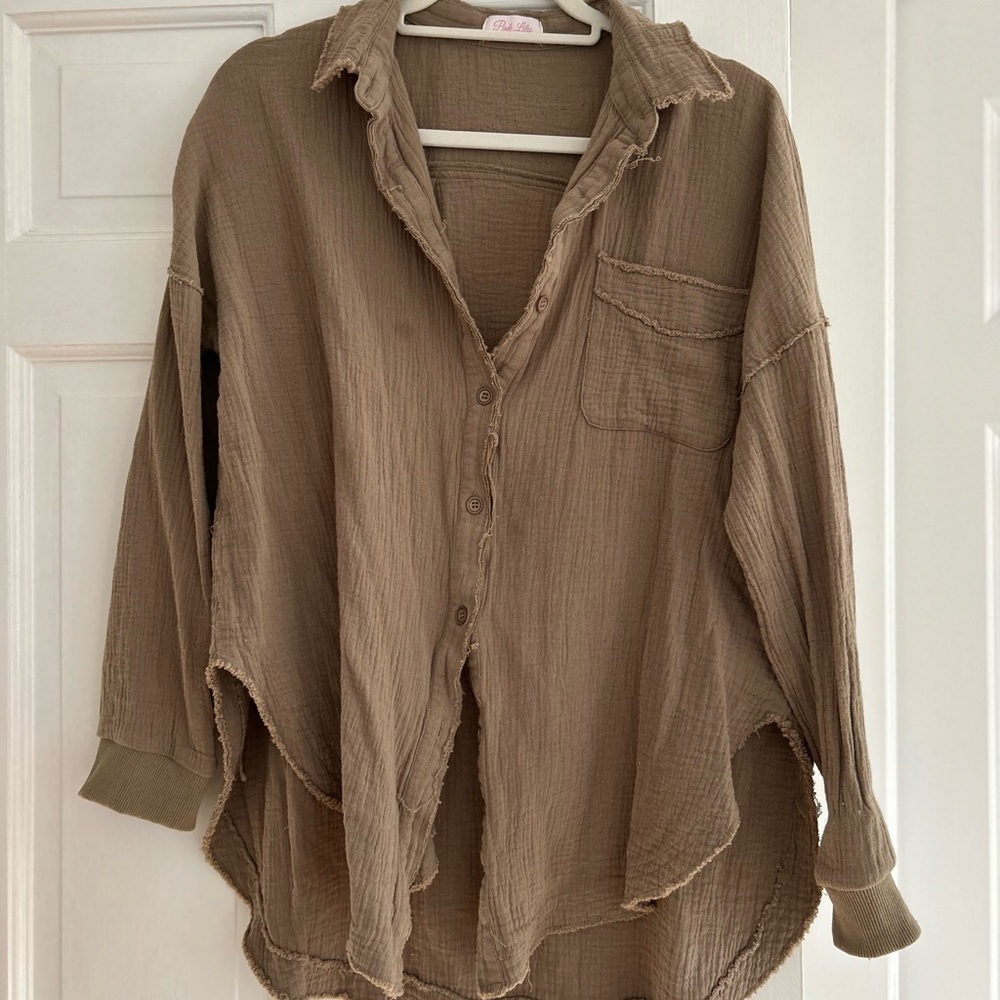 Pink Lily Button Down